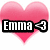 Pink heart-shaped background with black text reading "Emma" and a white heart symbol on the right, displayed in two identical frames.