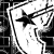 Black-and-white pixelated image with repeated 'FAMOUS STARS AND STRIPES' text and star motifs in a