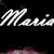 White pixelated text 'Maria' on black background with blurred pink and brown pixels at bottom edge.