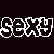 Pixelated text "SEXY" displayed in two mirrored frames with inverted color schemes on a split black-and-white background.