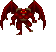 Six pixelated devil figures in red and brown tones, each with distinct poses showing wings spread, horns, and fiery effects on limbs.