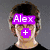 Four distinct pixelated character portraits with overlaid text labels in solid colors, arranged in a