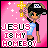 Pixel art contact sheet showing two frames of an animated buddy icon with a cartoon character holding a golden cross against a pink starry background and text reading "JESUS IS MY HOMEBOY".