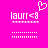 Pixelated pink background with white text 'laurr<8' and dotted lines, featuring a heart symbol above the left instance of the text.