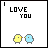 13 shows two pixelated birds with 'I LOVE YOU' text, each displaying a different small pink symbol above the birds