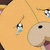 Animated orange cartoon character with black eyes, pink mouth, and blue teardrop on left cheek; head turns slightly right in sequence.