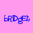Four display identical blue pixelated text 'BRDgEt' on distinct solid backgrounds: pink, light blue, cyan, and pale blue