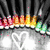 A pixelated animated icon featuring a rainbow-colored eye with black eyelashes, a white heart symbol, and flowing rainbow stripes against a black background.