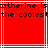 Red background with white lines and black pixelated text reading "gathering is the coolest" repeated twice horizontally