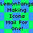 Pixelated text on a green and blue checkered background with repeated phrases.
