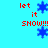 Blue snowflake icons and red text reading 'let it SNOW!!!' on a cyan background, with animated snowflake positions changing across frames.