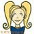 Pixelated cartoon-style icon of a character with blonde pigtails wearing a blue top against a white background.