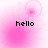 Four pink-hued display the word 'hello' in black pixelated text, each with distinct circular light effects and varying background blur