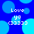 Blue background with light blue circles; white text 'Love ya <3333' repeated in four positions.