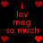 Red pixelated text and heart symbols on black background, with animated heart arrangement changes.