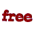 Red 3D text spelling 'free' in various orientations and fragmented states on a light gray background.