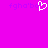 A bright magenta background with pixelated text and a white heart-shaped icon in the center.