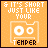 Pixelated orange background with white text and a cat-like face icon showing varying eye states across frames.