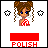 Pixel art contact sheet showing two frames of an animated buddy icon featuring a cartoon girl with brown pigtails, blue eyes, and red checkered top, with star symbols changing from black-and-white to solid red between frames.