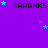 Static pixel art image with purple background, repeated text "SARAHKS" in black, and scattered blue and purple stars.