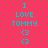 Pixelated cyan text and symbols on a pink background with green dots, arranged in two vertical with repeated elements