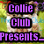 Pixelated collage of four sections with text overlays: 'Collie Club Presents', 'The Collie Club Collie Show', 'Hosted By: Alizas', and a gray area.