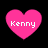 Four pink heart-shaped icons with white text 'Kenny' on a black background, arranged in two of two