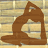 Brown silhouettes of a person in various yoga poses against a light brick wall background, with visible motion changes across frames.