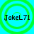 Four identical circular green concentric rings on cyan background with black text "JokeL71" centered in each ring.