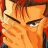 Pixelated anime-style character with orange hair and brown eyes, partially obscured by hand, next to black background with white text.