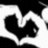 Black and white abstract shape with irregular edges, outlined in bright white against a black background, showing subtle variations across four