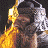 A pixelated animated contact sheet showing two frames of a Lord of the Rings-themed buddy icon with golden text and character imagery.