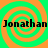 Four identical display orange spiral patterns on green backgrounds with black text reading "Jonathan" in each