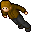 Pixelated character in brown hoodie and dark pants shown in multiple poses with blue star-like particles scattered below.