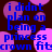 Blue text on dark background with pink circular shapes, repeating 'i didnt plan on being a princess crown fitcrown fit' in pixelated font.