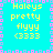 Pixelated cyan background with yellow text reading "Haleys pretty flyyy <333" arranged in four identical quadrants, bordered by alternating pink and light blue squares.
