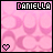 Pixelated pink icon with repeating oval pattern, 'DANIELLA' text at top, small heart symbol in bottom-left corner.
