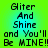 Pixelated text on a green-to-blue gradient background with repeated phrases and exclamation marks.