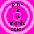 Four identical circular icons with concentric rings display the text "pink is a manly color" on a bright pink background.