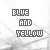 identical pixelated icons with 'BLUE AND YELLOW' text, each icon showing sequential color changes in the word 'YELLOW'