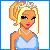 Pixel art contact sheet of a princess character in blue dress with text fragments "some day", "my prince will come" across frames showing full body, torso, head, and dress details.