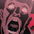 Pixelated image of a distorted face with wide eyes and an open mouth, rendered in pink and black tones with a red accent on the right side.
