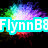 Pixelated icon with cyan banner displaying 'FlynnB8' text over colorful pixel art background of green, blue, purple, and red hues.