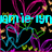 Pixelated icon with cyan text 'amie-lyn' over abstract pink, blue, green, and yellow shapes on black background.