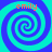 Four identical spiral patterns arranged in a , each with cyan and blue hues and the word 'emily' in orange text above