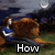 Animated scene of a character in blue clothing sitting on grass under a moonlit sky, with text changing sequentially.