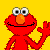 A static contact sheet of a pixelated Elmo character waving on a yellow background with large yellow letters spelling "ELMO" on red, arranged in 3x2 grid layout.