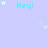 Light purple background with cyan 'Hey!' text and white stars scattered across, some stars partially overlapping text.