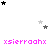 Pixelated animation with pink text repeating 'xsierraahx' across a white background, surrounded by scattered black and gray stars.