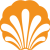 Orange and white pixelated icon with a central vertical shape flanked by symmetrical curved elements on both sides.
